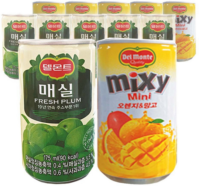 델몬트 매실 175ml x 6p + 델몬트 믹시미니 오렌지&망고 175ml x 6p, 1세트