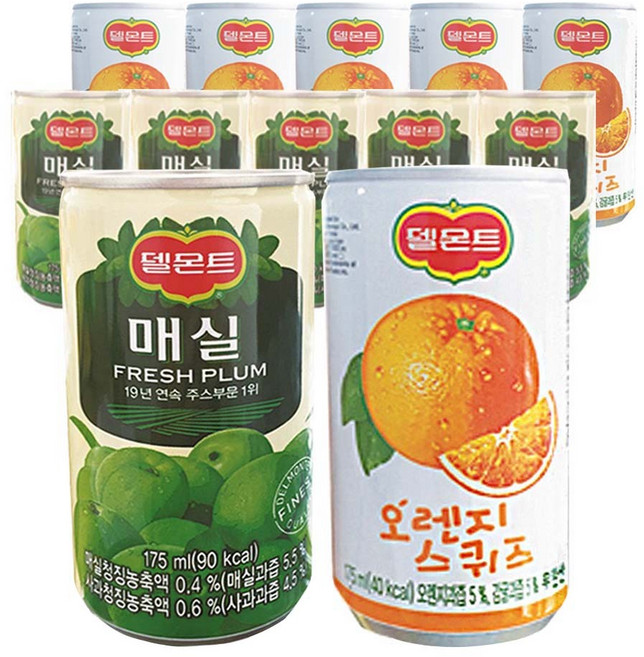 델몬트 매실 175ml x 6p + 델몬트 오렌지스퀴즈 175ml x 6p, 1세트