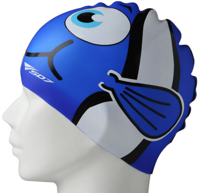 SD7 스닥 캐릭터수모 스닥피쉬 좌우대칭 수영모 SGL-CA115, Blue, 1개