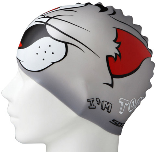 SD7 스닥 캐릭터수모 아임톰 좌우대칭 수영모 SGL-CA126, SILVER, 1개