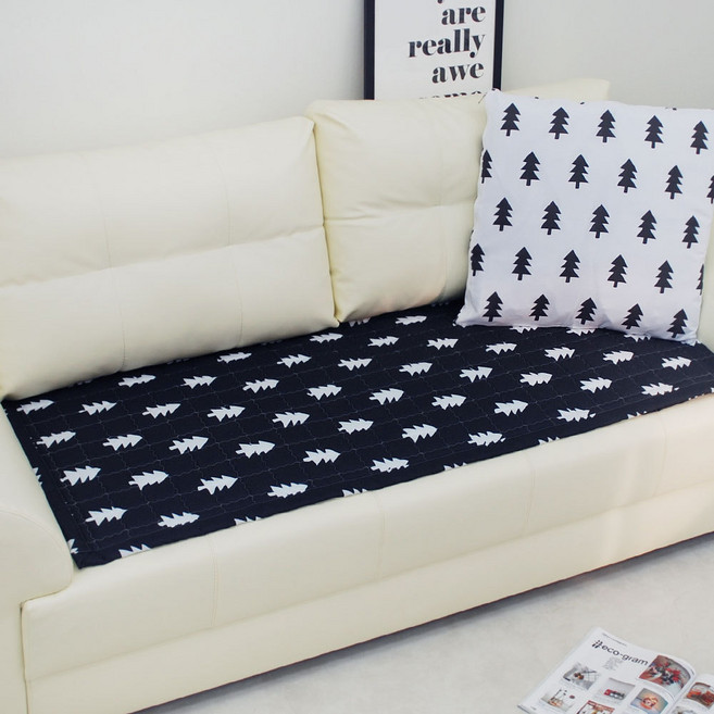 헬로베딩 북유럽풍 누빔 우드 쇼파패드