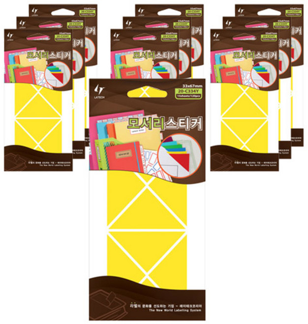레이테크 인덱스 분류용 라벨 견출지 20-C334 Y 황색, 10개입