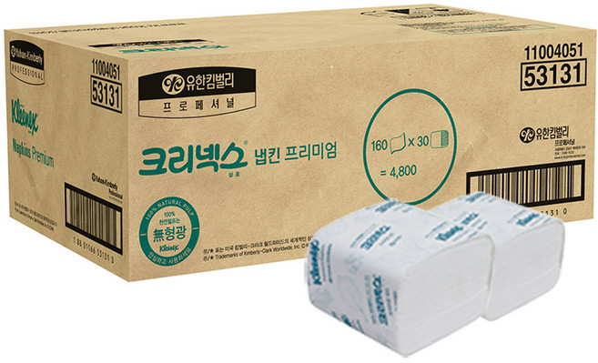Kleenex 舒潔 優質餐巾紙, 單一顏色, 30個, 160入