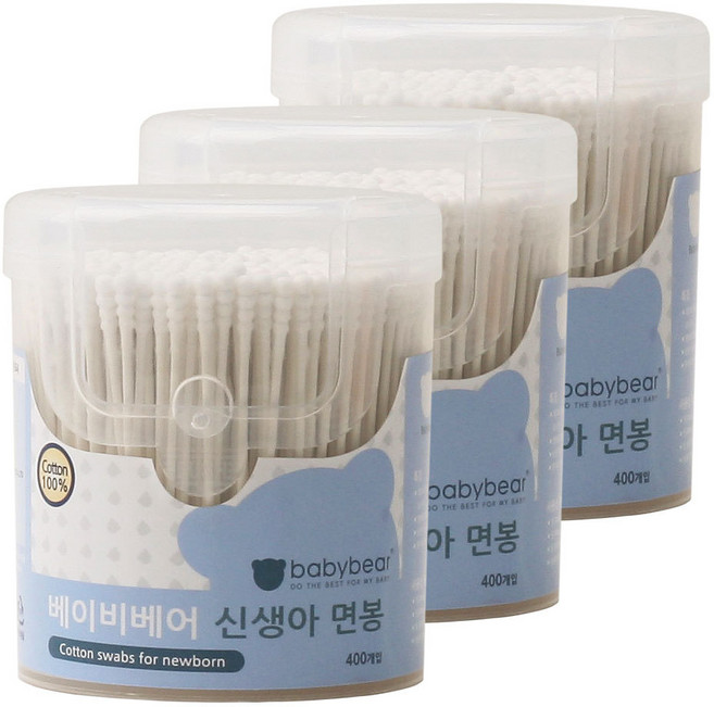 베이비베어 신생아 면봉, 3개, 400개입