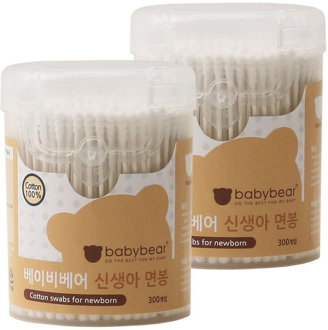베이비베어 신생아면봉, 2개, 300개입