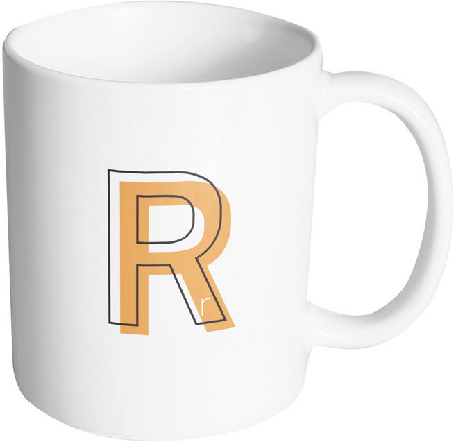 핸드팩토리 아웃라인 알파벳 R 머그컵, 내부 화이트, 1개