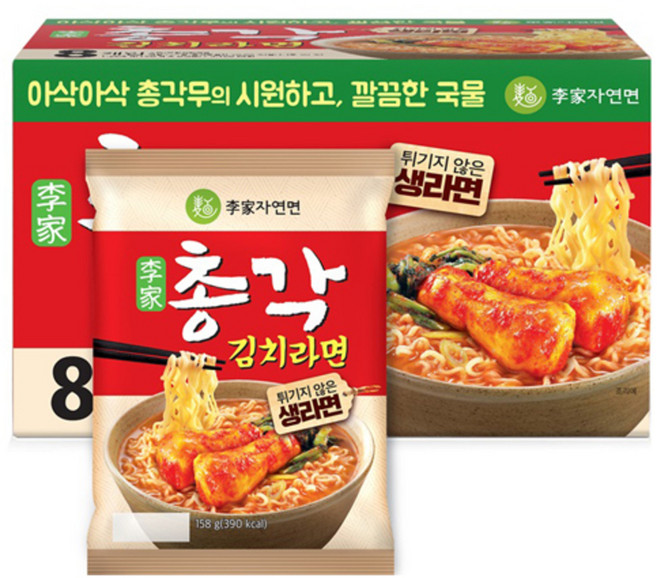 이가자연면 총각김치 생라면 158g, 8개