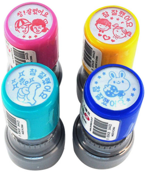 미소로 칭찬스탬프2 4종세트, 핑크,민트,노랑,파랑, 1세트