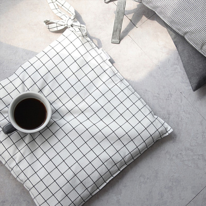 데코뷰 모던체크 식탁방석커버, 화이트체크