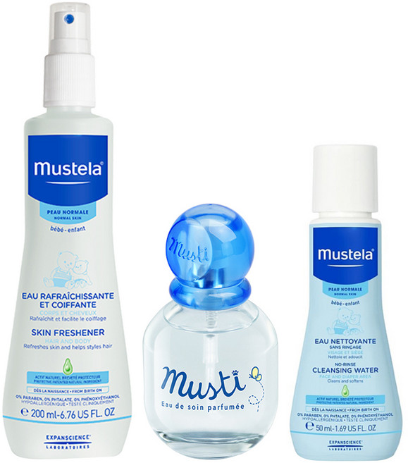 무스텔라 스킨 프레쉬너 200ml + 무스티 오 드 쓰왕 델리케이트 프래그런스 50ml + 여행용 노린스 클렌징워터, 1세트