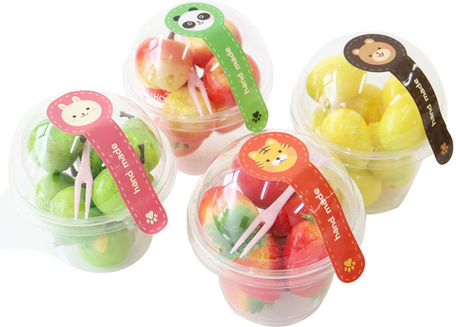 황씨네도시락 투명머핀컵 소 20p + 돔뚜껑 20p + 롤리팝 애니멀 스티커 20p + 미니포크 20p, 1세트