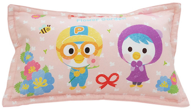 시은데코 뽀로로 플라워가든 베개커버 25 × 45 cm, 핑크