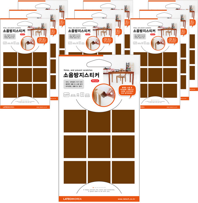 레이테크 소음방지 스티커 SP-303 갈색 30 x 30 mm 2p, 10개입