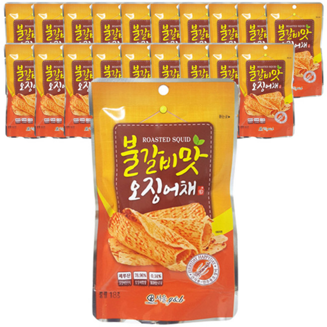 서울지앤비 불갈비맛 오징어채, 18g, 20개입