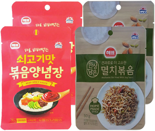 해표 쇠고기맛 볶음양념장70g x 2 + 멸치볶음50g x 2, 1세트
