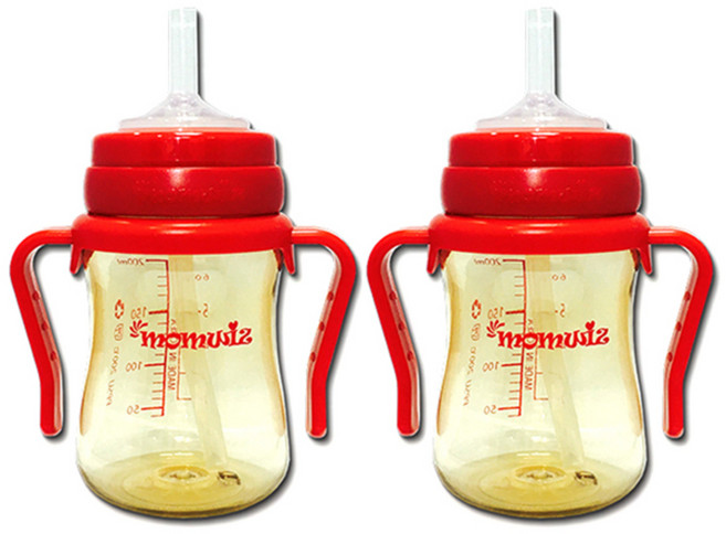 맘위즈 PPSU 빨대컵 200ml, 레드, 2개