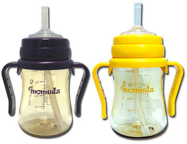 맘위즈 PPSU 빨대컵 200ml, 옐로우, 퍼플, 1세트