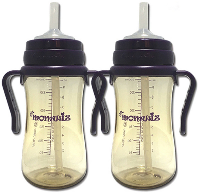 맘위즈 PPSU 젖병 호환 빨대컵 300ml, 퍼플, 2개