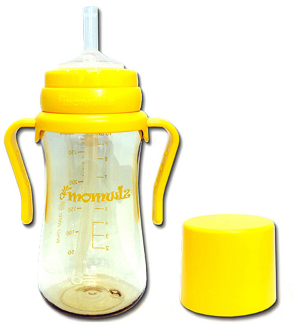 맘위즈 PPSU 젖병 호환 빨대컵 300ml, 옐로우, 1개