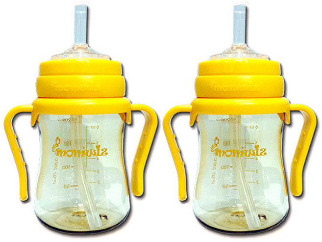 맘위즈 PPSU 빨대컵 200ml, 옐로우, 2개