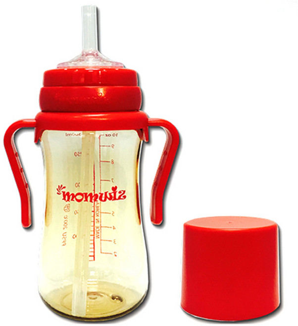 맘위즈 PPSU 젖병 호환 빨대컵 300ml, 레드, 1개