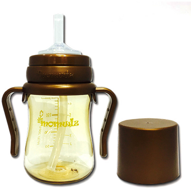 맘위즈 PPSU 빨대컵 200ml, 브라운, 1개