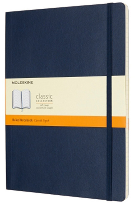 몰스킨 클래식 룰드 소프트커버 노트 엑스라지, 사파이어 블루, 1개