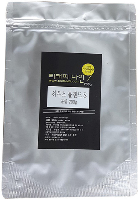 티커피나인 하우스 블랜드 S, 홀빈, 200g, 1개