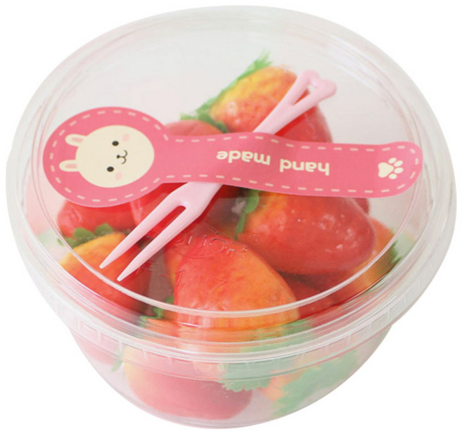 황씨네도시락 샐러드 컵 대 12p + 평면뚜껑 12p + 롤리팝 애니멀 스티커 12p + 미니포크 12p, 1세트