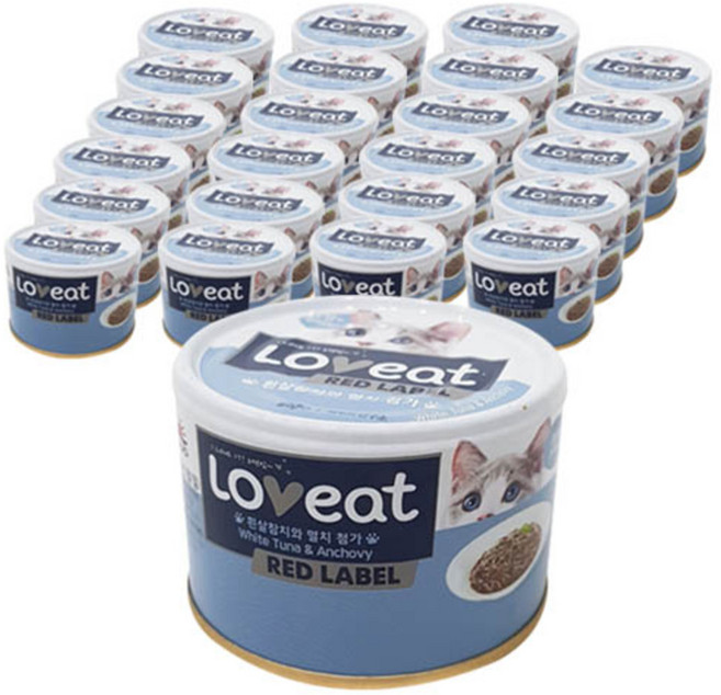 사조러브잇 레드라벨 고양이 간식캔, 혼합맛(흰살참치/멸치), 160g, 24개