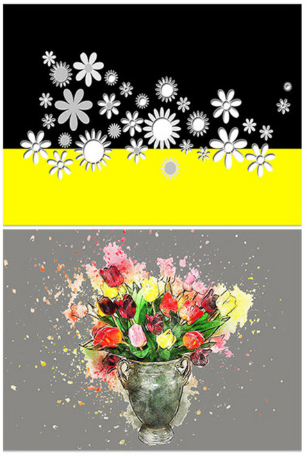 로엠디자인 실리콘 식탁매트 꽃잔치 + 튤립, 혼합 색상, 385 x 285 mm