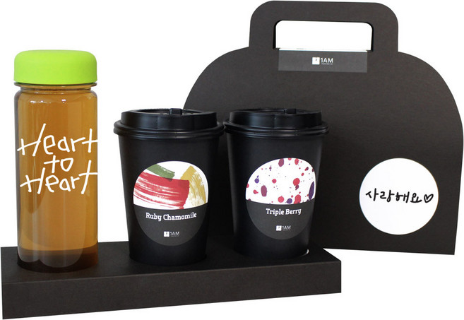 1AM 쥬뗌므 블랜딩 프리미엄 차세트 연두뚜껑, 보틀 + 스티커 Heart to H + 루비 캐모마일 3p + 트리플 베리 3p + 패키지 블랙 사랑해요, 1세트