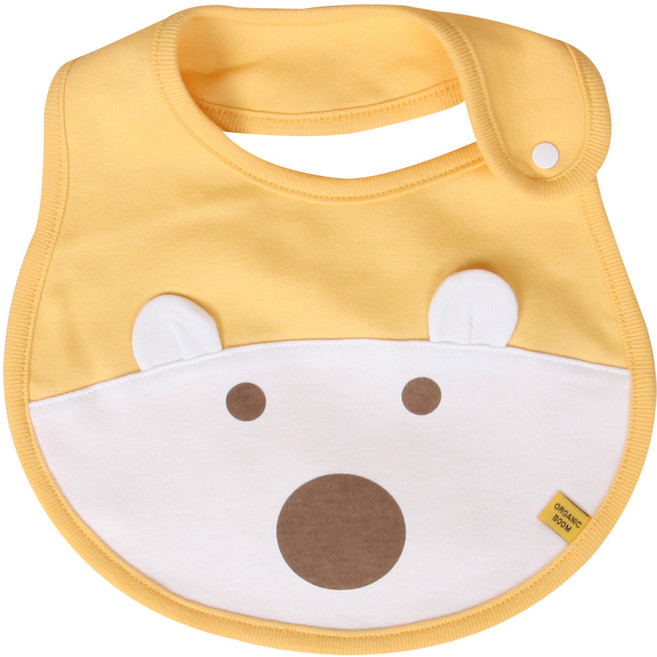 오가닉붐 무형광 유기농 키키 베어 턱받이, 노랑, 1매, 1개
