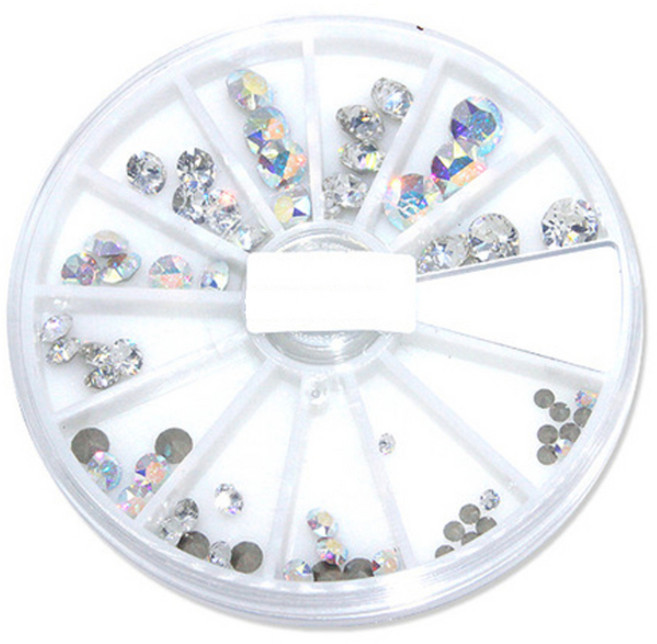 스와로브스키 Round v컷 크리스탈&AB 네일 스톤 세트, 혼합 색상, 1개