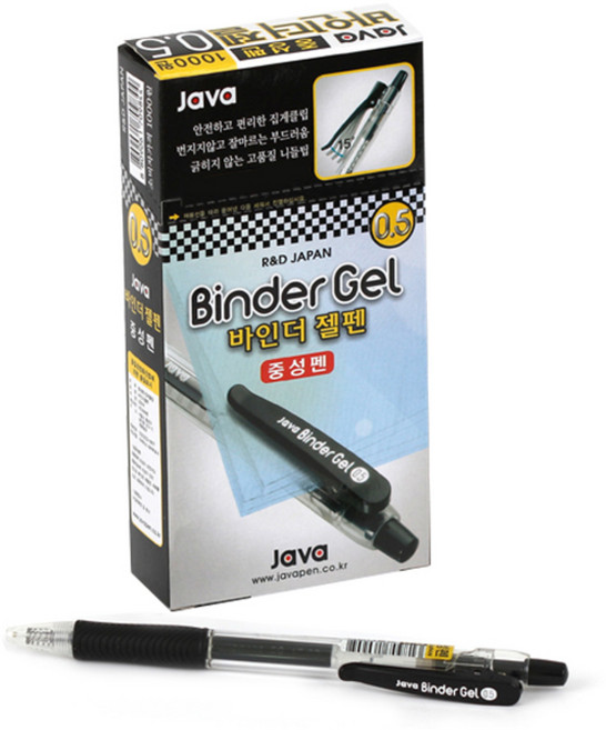 자바펜 바인더 젤펜 0.5mm, 검정, 12개입