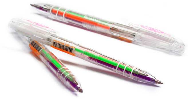 자바펜 네온 3겔 다색펜 0.5mm, 주황 + 연두 + 보라, 3개