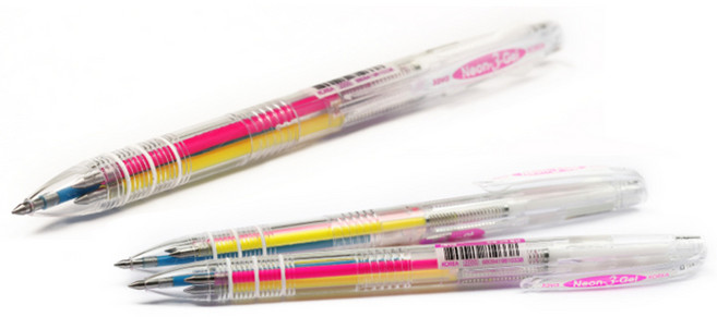 자바펜 네온 3겔 다색펜 0.5mm, 분홍 + 노랑 + 하늘, 3개입