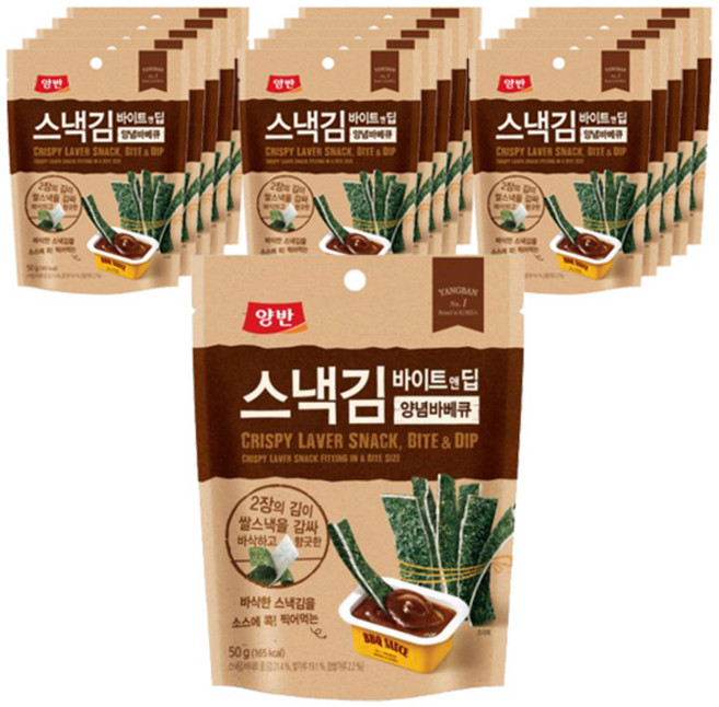 동원에프엔비 스낵김 바이트 앤 딥 양념바베큐, 50g, 16개입