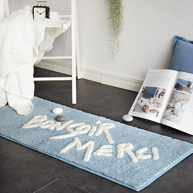 쉬즈홈 봉쥬르 자카드 키친매트, 블루