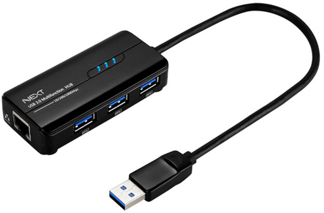 넥스트 외장형 기가랜카드 + USB3.0 3Port 허브 콤보 NEXT-UH303LAN, 혼합색상, 1