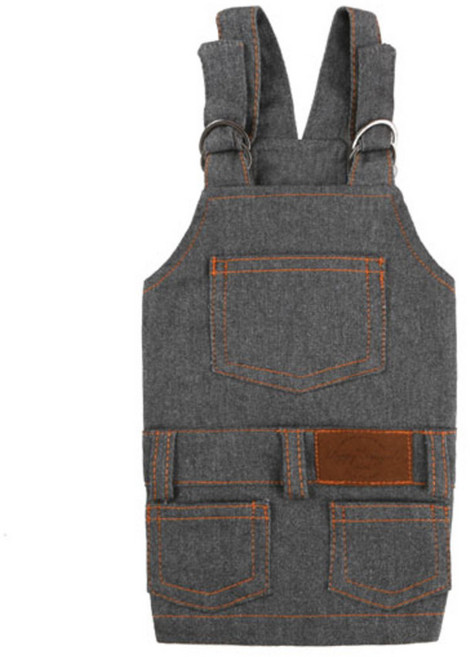 퍼피엔젤 ZZONZZON 데님 강아지 원피스, 805 그레이, 1개