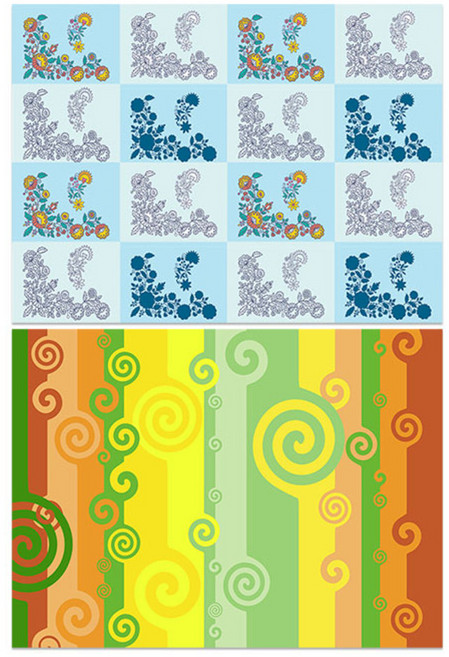 로엠디자인 실리콘 식탁매트, 꽃패턴블루, 바람2, 385 x 285 mm