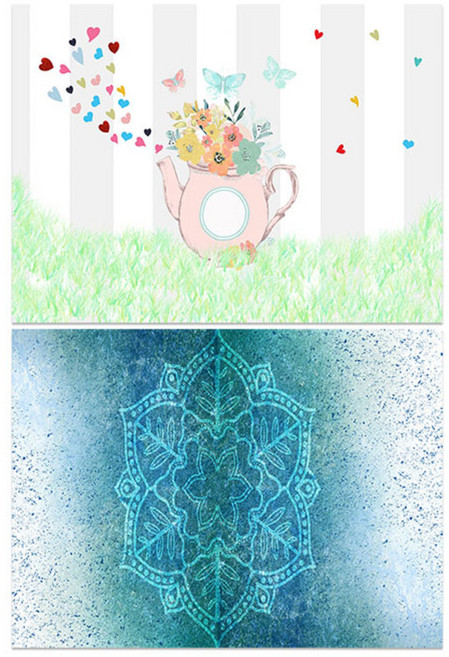 로엠디자인 실리콘 식탁매트 꽃병 + 블루, 혼합 색상, 385 x 285 mm