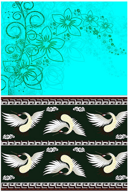 로엠디자인 실리콘 식탁매트 2p세트, 꽃향기(민트) + 학, 385 x 285 mm, 1개