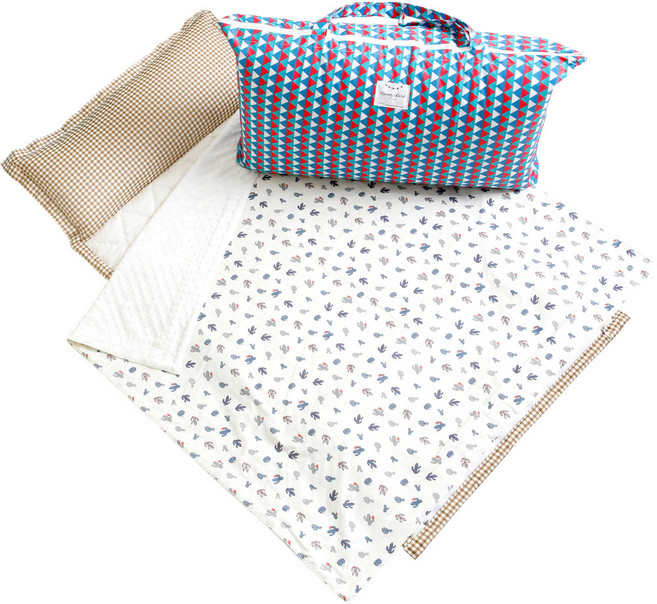 코니아일랜드 사과라벨 극세사 어린이집 낮잠이불세트 + 베개솜 마이크로화이바 + 방수가방 랜덤 발송, 선인장(블루)