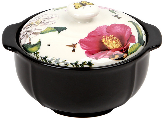 로얄에식스 대장미 내열냄비 4호, 19cm, 블랙, 1개