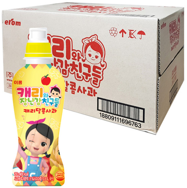 이롬 캐리 달콤사과 주스 PET, 200ml, 24개