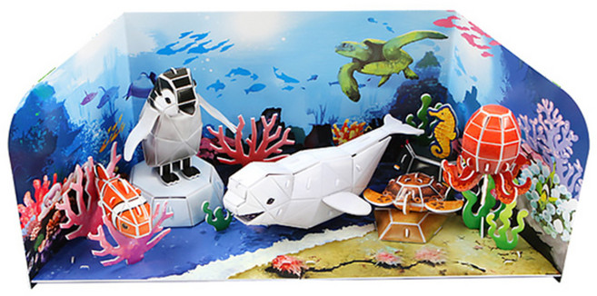 뜯어만드는세상 첨벙첨벙 바다친구들 입체퍼즐, 80피스, 혼합색상, 1개