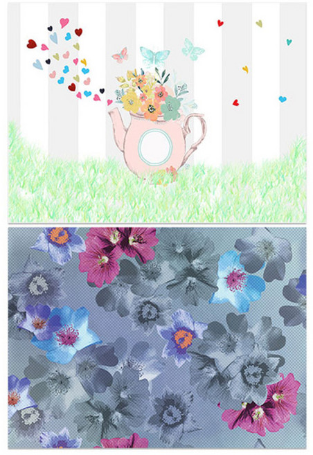 로엠디자인 실리콘 식탁매트 꽃병 + 팬지, 혼합 색상, 385 x 285 mm