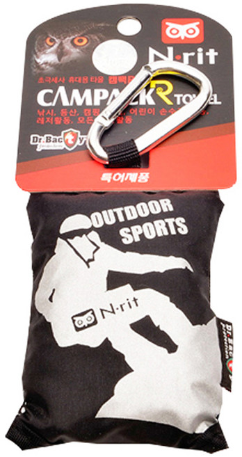 엔릿 사각형 캠팩 R 타올 40 x 40 cm, 블랙, 1개